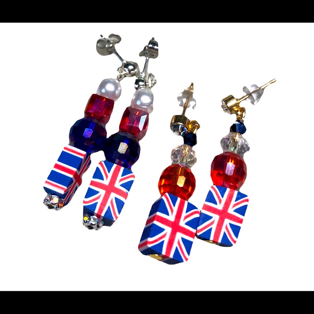 🇬🇧2pairs Union Jack earrings -handmade